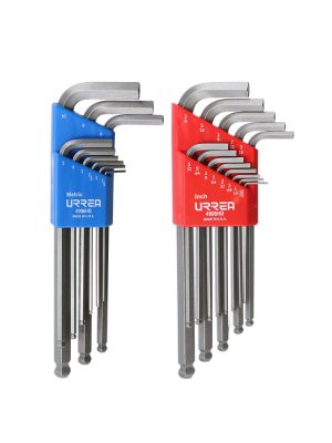 49822HD - Juego de llaves hexagonales tipo "L" punta de bola, combinadas, 22 piezas en blíster Urrea