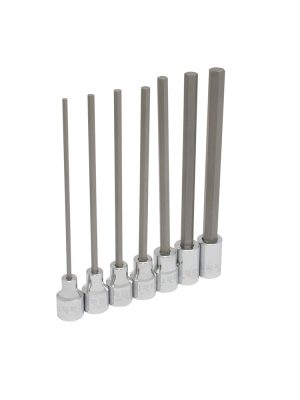 4990-7L - Juego de dados punta hexagonal extra larga cuadro de 3/8", en pulgadas, 7 piezas Urrea