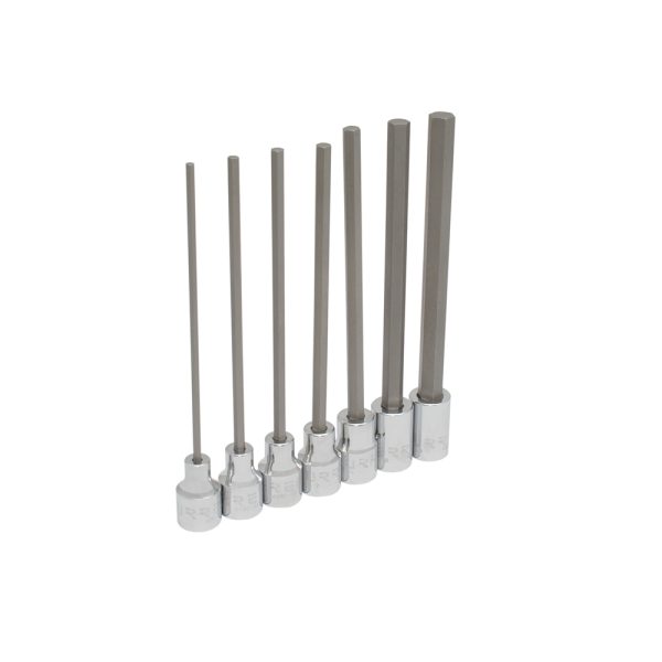 4990-7L.jpg 4990-7L - Juego de dados punta hexagonal extra larga cuadro de 3/8", en pulgadas, 7 piezas Urrea