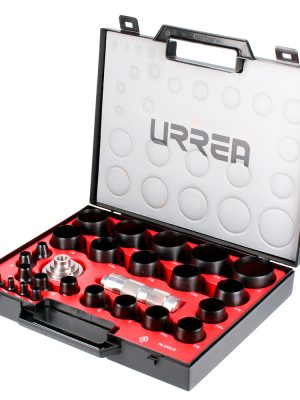 49902 - Juego de sacabocados con mango adaptador ergonónico de 1/8" a 2", 27 piezas Urrea