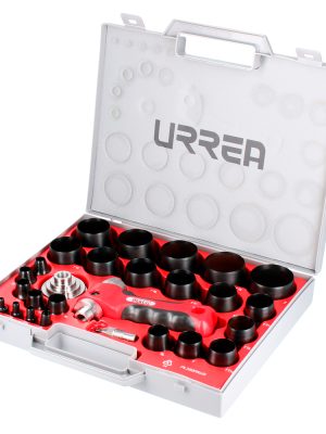 49902A - Juego de sacabocados con mango adaptador ergonónico de 1/8" a 2", 28 piezas Urrea