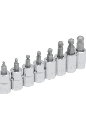 4990BDM - Juego de dados con punta hexagonal tipo bola cuadro de 3/8", métricos, 8 piezas Urrea