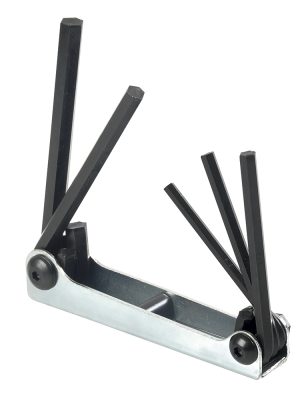 4994 - Juego de llaves hexagonales tipo navaja en pulgadas 3/16" A 3/8" estuche metálico, 5 pz Urrea