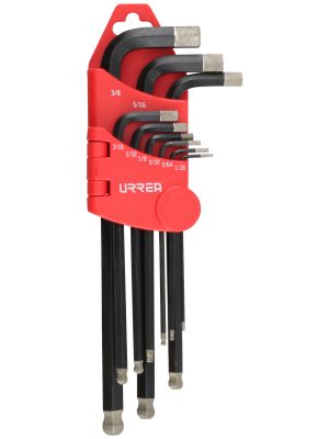 4995D.jpg 4995D - Juego de llaves hexagonales tipo "L" punta de bola diamante, combinadas, 9 piezas Urrea