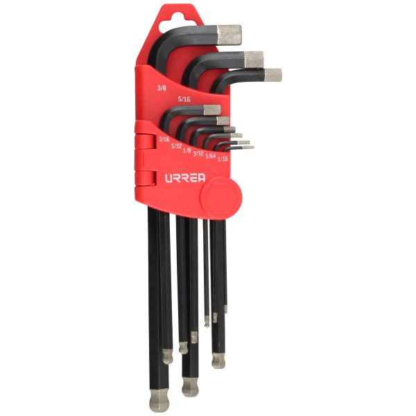 4995D - Juego de llaves hexagonales tipo "L" punta de bola diamante, combinadas, 9 piezas Urrea