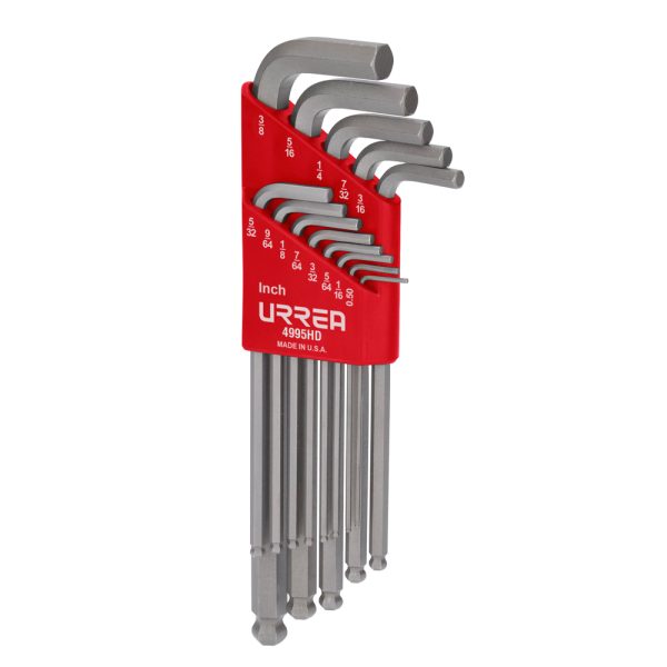 4995HD - Juego de llaves hexagonales tipo "L" punta de bola, en pulgadas, 13 piezas Urrea