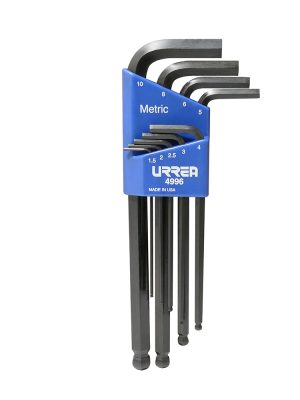 4996 - Juego de llaves hexagonales tipo "L" punta de bola, métricas, 9 piezas en blíster Urrea