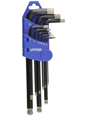 4996D.jpg 4996D - Juego de llaves hexagonales tipo "L" punta de bola diamante, combinadas, 9 piezas Urrea