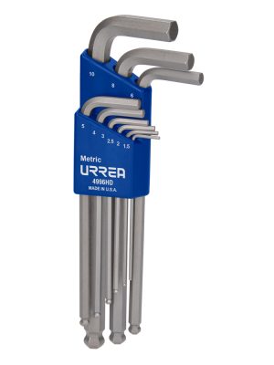 4996HD - Juego de llaves hexagonales tipo "L" punta de bola , métricas, 9 piezas Urrea