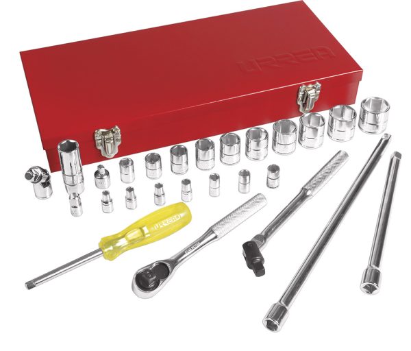 5200A.jpg 5200A - Juego de dados y accesorios cuadro de 1/4" y 3/8" en pulgadas, 27 piezas Urrea