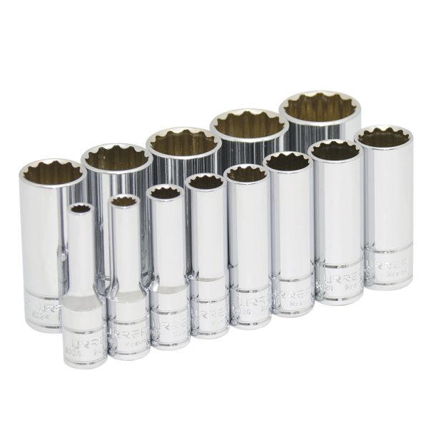 52112.jpg 52112 - Juego de dados largos cuadro de 3/8", 12 puntas, en pulgadas, 13 piezas Urrea