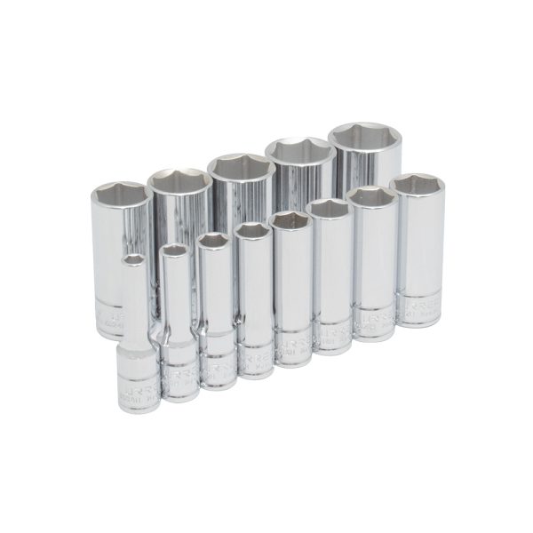 52114 - Juego de dados largos cuadro de 3/8", 6 puntas, en pulgadas, 13 piezas Urrea