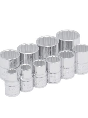 52118 - Juego de dados cuadro de 3/8", 12 puntas, en pulgadas, 10 piezas Urrea