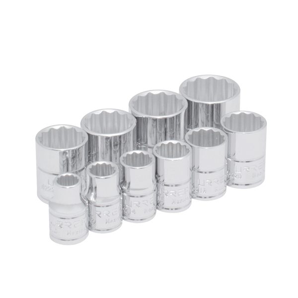 52118.jpg 52118 - Juego de dados cuadro de 3/8", 12 puntas, en pulgadas, 10 piezas Urrea