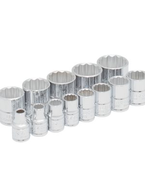 52124 - Juego de dados cuadro de 3/8", 12 puntas, en pulgadas, 13 piezas Urrea