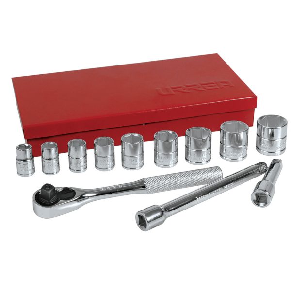 52128.jpg 52128 - Juego de dados y accesorios cuadro de 3/8" en pulgadas, 13 piezas Urrea