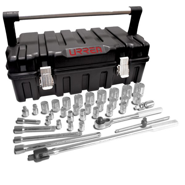 Imprimir 5254P36 - Juego de dados y accesorios cuadro de 3/8" y 1/2" en pulgadas, 37 piezas Urrea