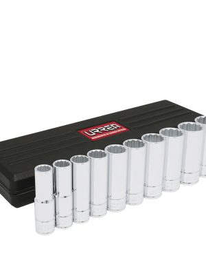 5400PH - Juego de dados largos cuadro de 1/2", 12 puntas, en pulgadas, 10 piezas Urrea