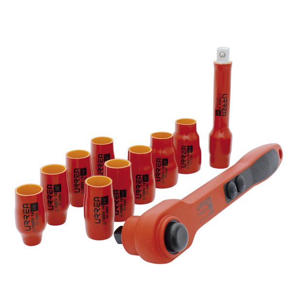 5400V - Juego de dados y accesorios cuadro de 1/2"  en pulgadas para 1000 V, 11 piezas Urrea