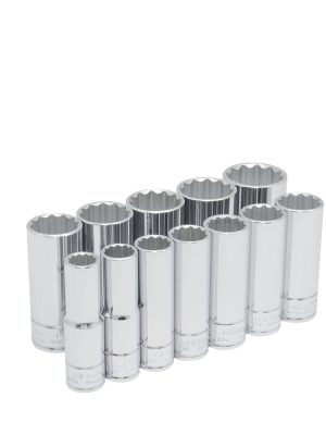 54107 - Juego de dados largos cuadro de 1/2", 12 puntas, en pulgadas, 12 piezas Urrea