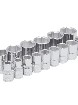 54110 - Juego de dados cuadro de 1/2", 6 puntas, en pulgadas, 15 piezas Urrea