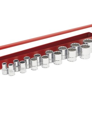 54112 - Juego de dados cuadro de 1/2", 12 puntas, en pulgadas, 15 piezas Urrea