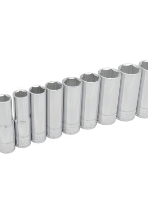 54118 - Juego de dados largos cuadro de 1/2", 6 puntas, en pulgadas, 9 piezas Urrea