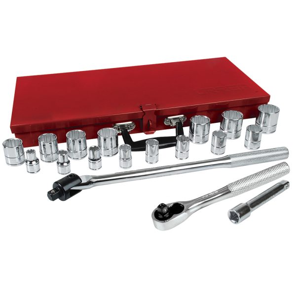 54120.jpg 54120 - Juego de dados y accesorios cuadro de 1/2" en pulgadas, 19 piezas Urrea