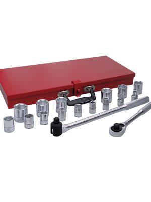 54122 - Juego de dados y accesorios cuadro de 1/2" en pulgadas, 19 piezas Urrea