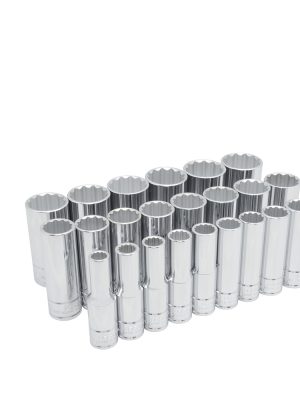 54201.jpg 54201 - Juego de dados largos cuadro de 1/2", 12 puntas, métricos, 23 piezas Urrea