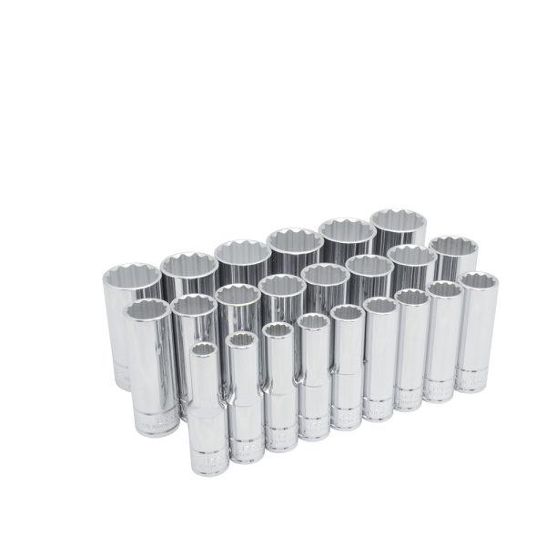 54201.jpg 54201 - Juego de dados largos cuadro de 1/2", 12 puntas, métricos, 23 piezas Urrea