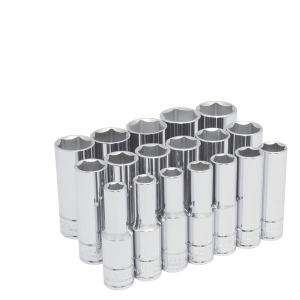 54203 - Juego de dados largos cuadro de 1/2" 6 puntas, métricos, 18 piezas Urrea