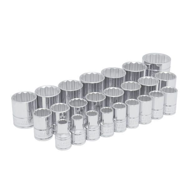 54211 - Juego de dados cuadro de 1/2", 12 puntas, métricos, 24 piezas Urrea