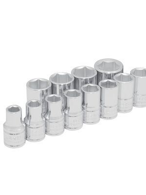 54213 - Juego de dados cuadro de 1/2", 6 puntas, métricos, 12 piezas Urrea