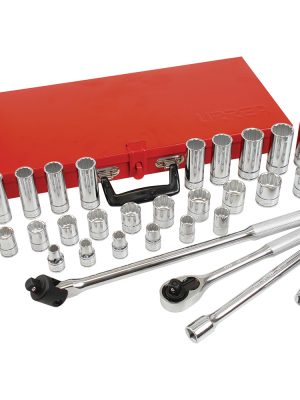 54214A.jpg 54214A - Juego de dados y accesorios cuadro de 1/2" métrico, 32 piezas Urrea