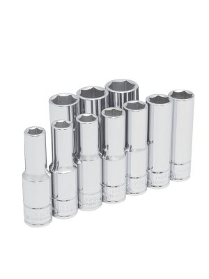 54216 - Juego de dados largos cuadro de 1/2", 6 puntas, métricos, 10 piezas Urrea