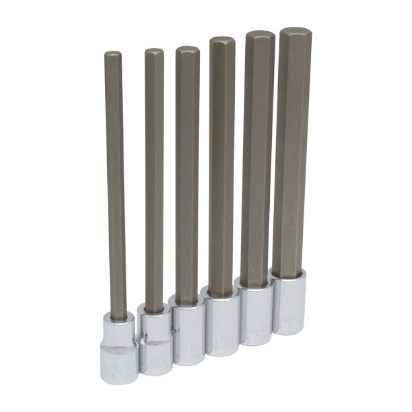 54416L - Juego de dados con punta hexagonal extra larga cuadro de 1/2", en pulgadas, 6 piezas Urrea