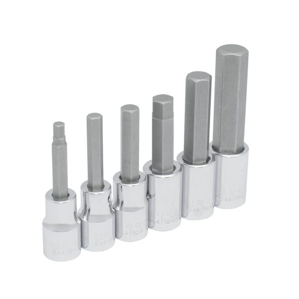 5441M6 - Juego de dados con punta hexagonal cuadro de 1/2", métricos, 6 piezas Urrea