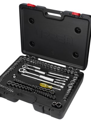 5447PA - Juego de dados y accesorios cuadro de 1/4", 3/8" y 1/2" combinado, 99 piezas Urrea