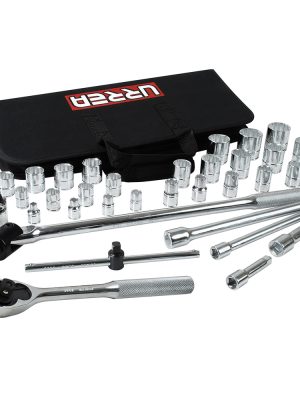 5452PT - Juego de dados y accesorios cuadro de 3/8" y 1/2" en pulgadas, 35 piezas Urrea