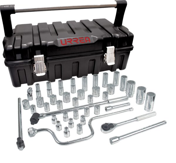 Imprimir 54P42 - Juego de dados y accesorios cuadro de 1/2" en pulgadas, 43 piezas Urrea