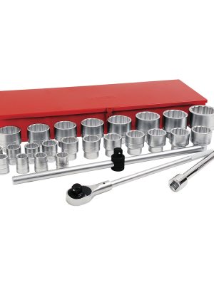 57104 - Juego de dados y accesorios cuadro de 1" en pulgadas, 28 piezas Urrea