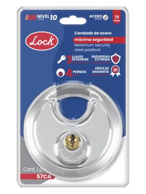 57CA - Candado de máxima seguridad tipo disco 70 mm, llave estándar Lock