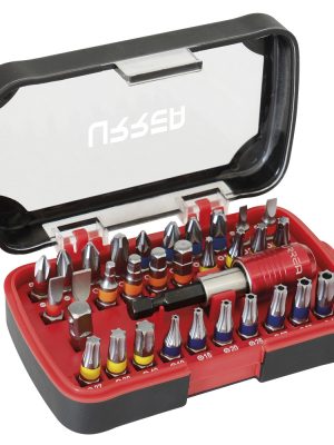 61932 - Juego combinado de puntas hexágono de 1/4" con accesorios de poder, 32 pz en caja plástica Urrea