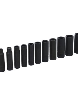 69212.jpg 69212 - Juego de dados largos de impacto cuadro de 1/4", 6 puntas, métricos, 11 piezas Urrea