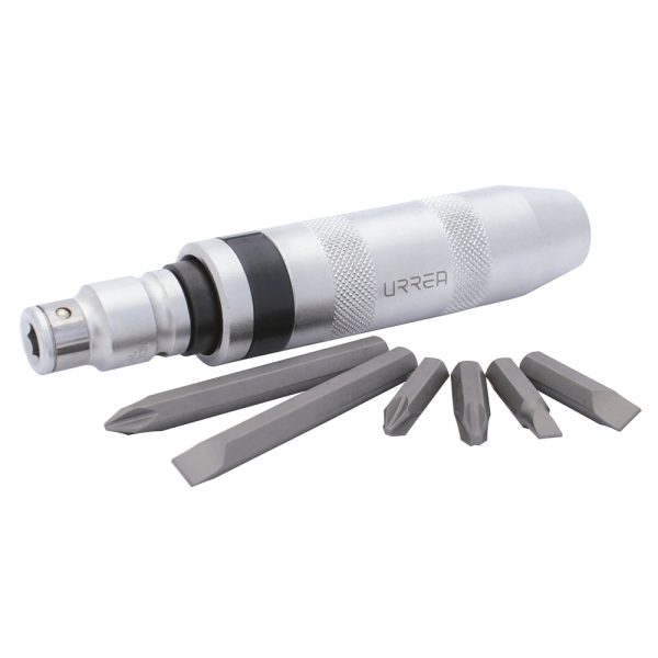 70999A - Juego de destornillador de golpe con puntas intercambiables, 8 piezas en caja plástica Urrea