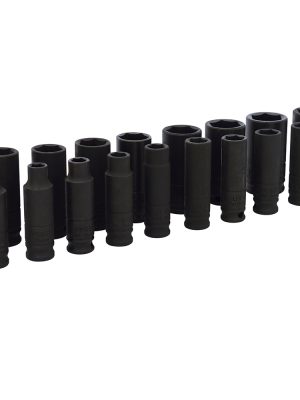 72216.jpg 72216 - Juego de dados largos de impacto cuadro de 3/8", 6 puntas, métricos, 17 piezas Urrea