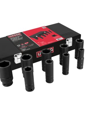 7301C - Juego de dados largos de impacto cuadro de 1/2", 6 puntas,  en pulgadas, 11 piezas Urrea