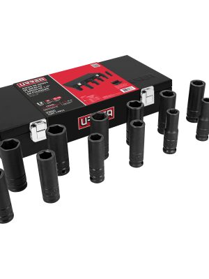 7302MC - Juego de dados largos de impacto cuadro de 1/2", 6 puntas, métricos, 13 piezas Urrea