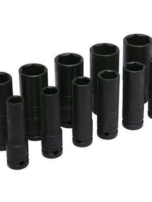 73112D - Juego de dados de impacto largos pared delgada cuadro de 1/2", 6 puntas, en pulgadas, 11pz Urrea